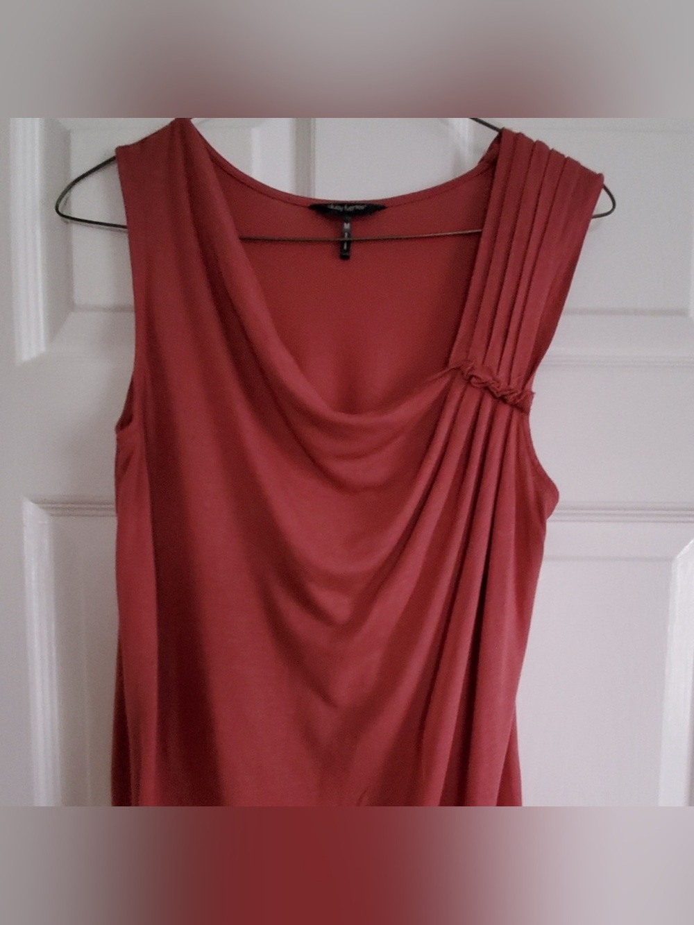 ❤️ Daisy Fuentes Med Sleeveless Draped Cowl Top Shirt Blouse Womens Rust Red B5